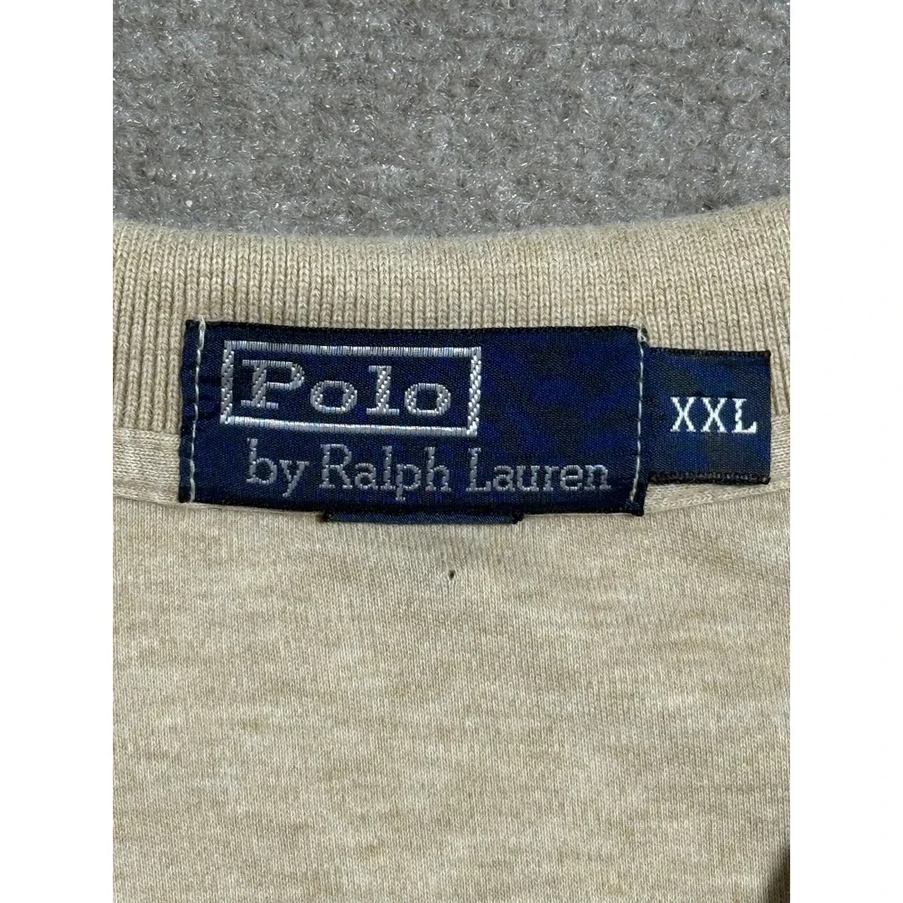 Polo Ralph Lauren Polo Shirt Mens 2XL Beige Heather Long Sleeve Pony Logo‎